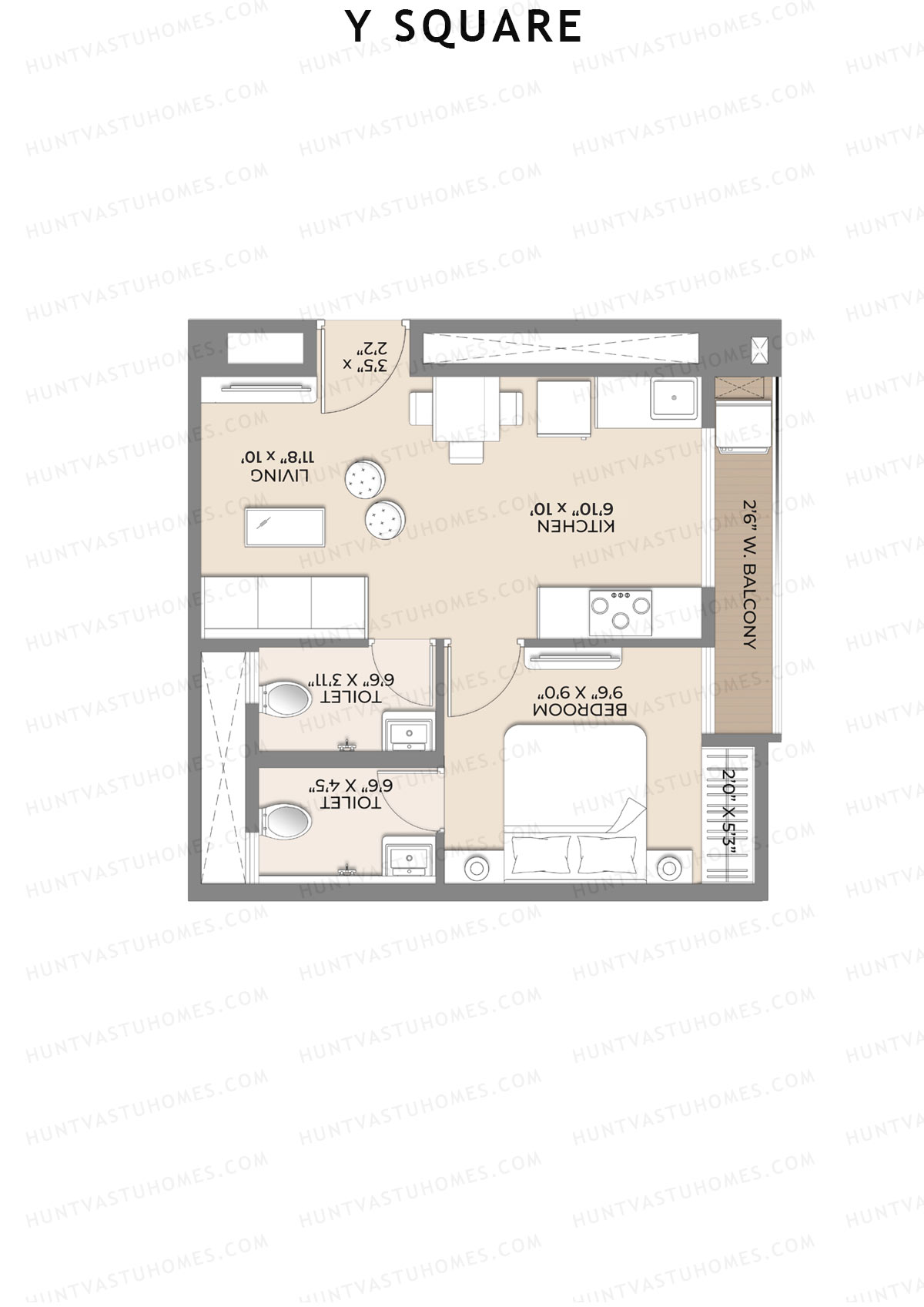 Y Square Wing B Unit 1 Floor Plan