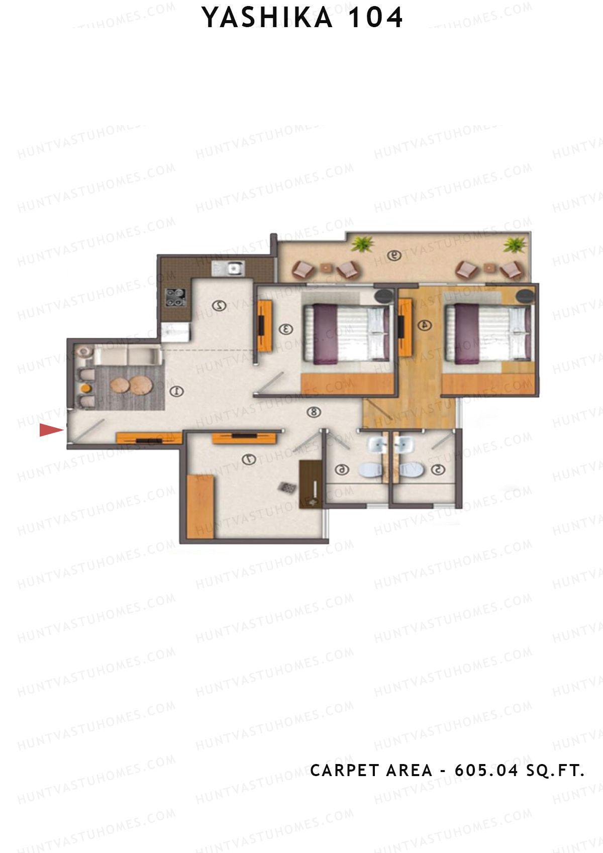 Yashika 104 Tower 1 Unit 3 (Type 3) Floor Plan