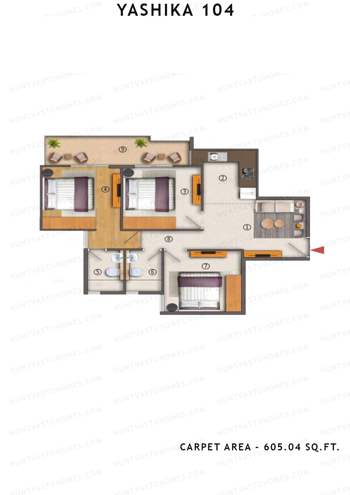 Yashika 104 Tower 1 Unit 8 (Type 2) Floor Plan