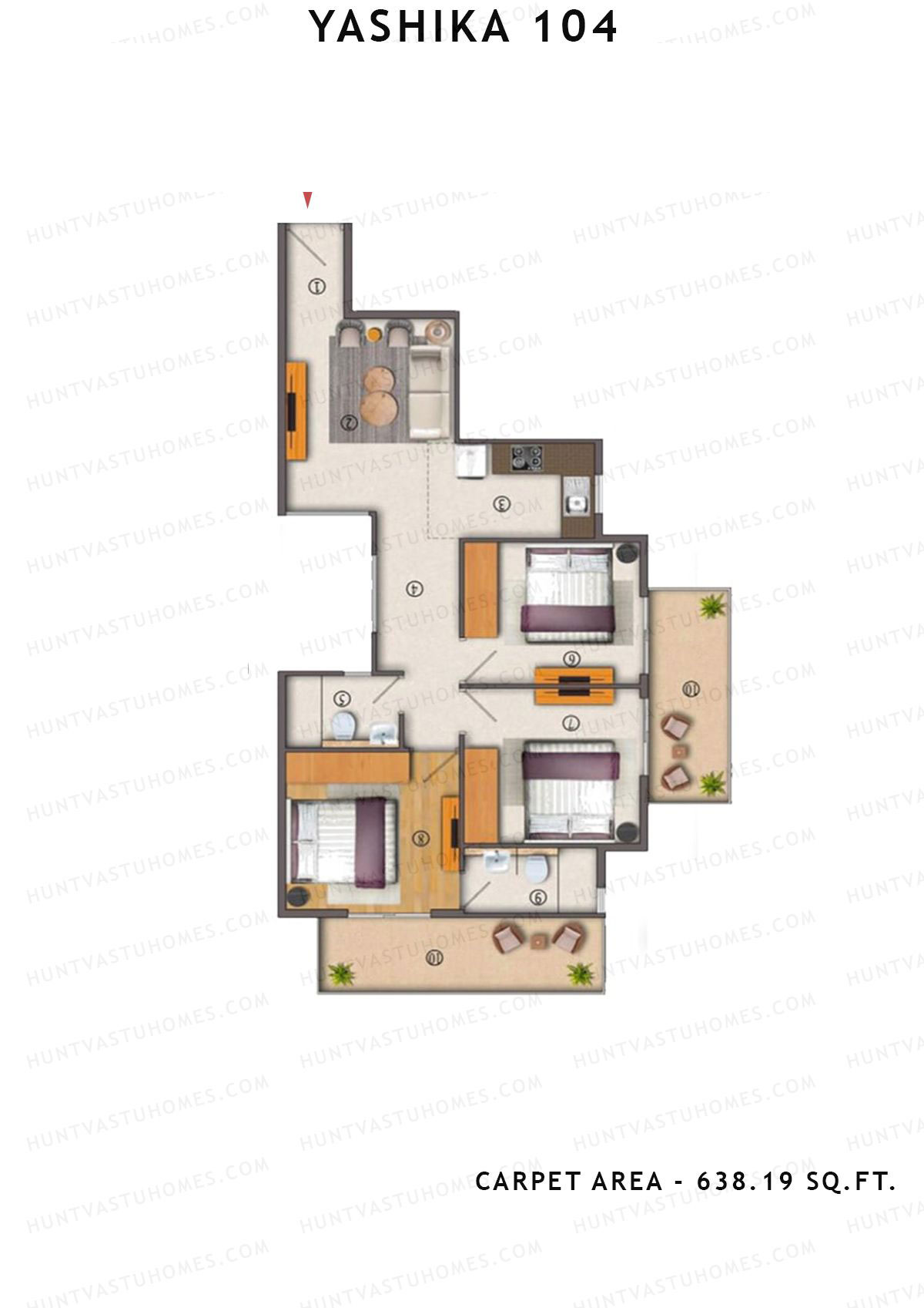 Yashika 104 Tower 3 Unit 5 (Type 1) Floor Plan
