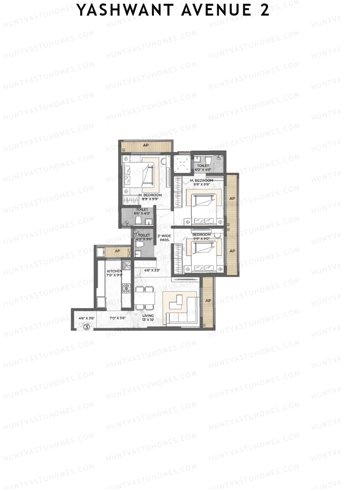 Yashwant Avenue 2 Tower 1 Unit 3 Floor Plan