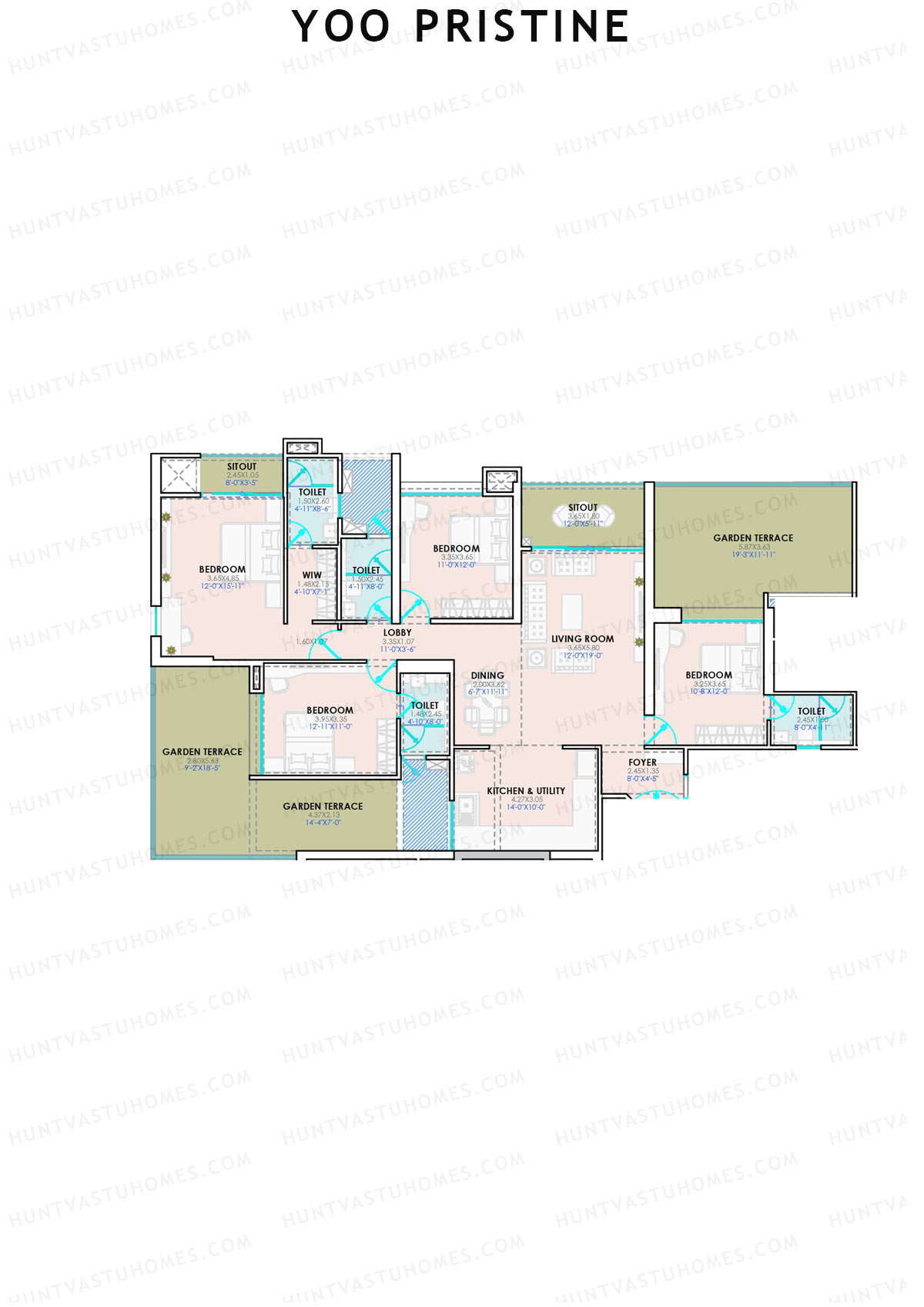Yoo Pristine, Tower A, Unit 4, 4BHK, Super Area 2026   sq ft 
