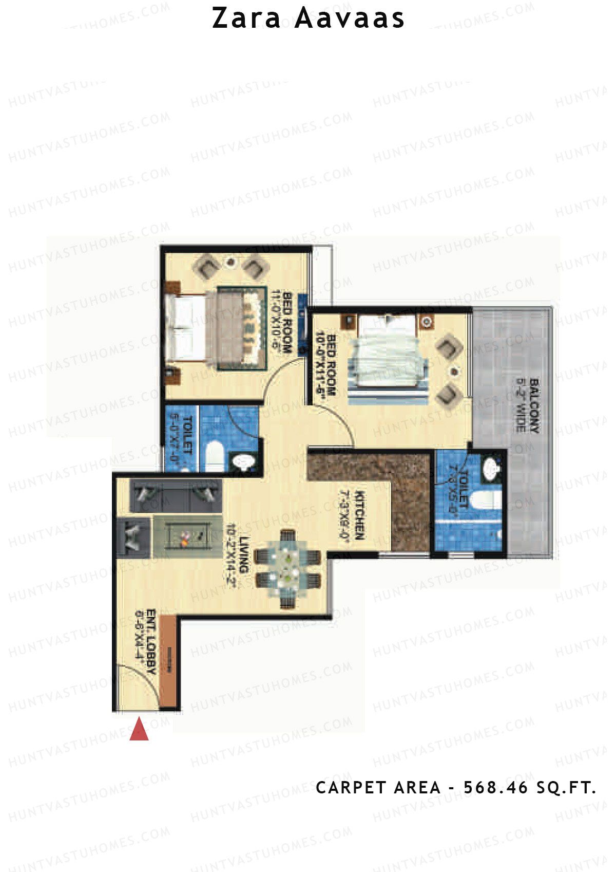 Zara Aavaas Block 2 Unit 2 Floor Plan