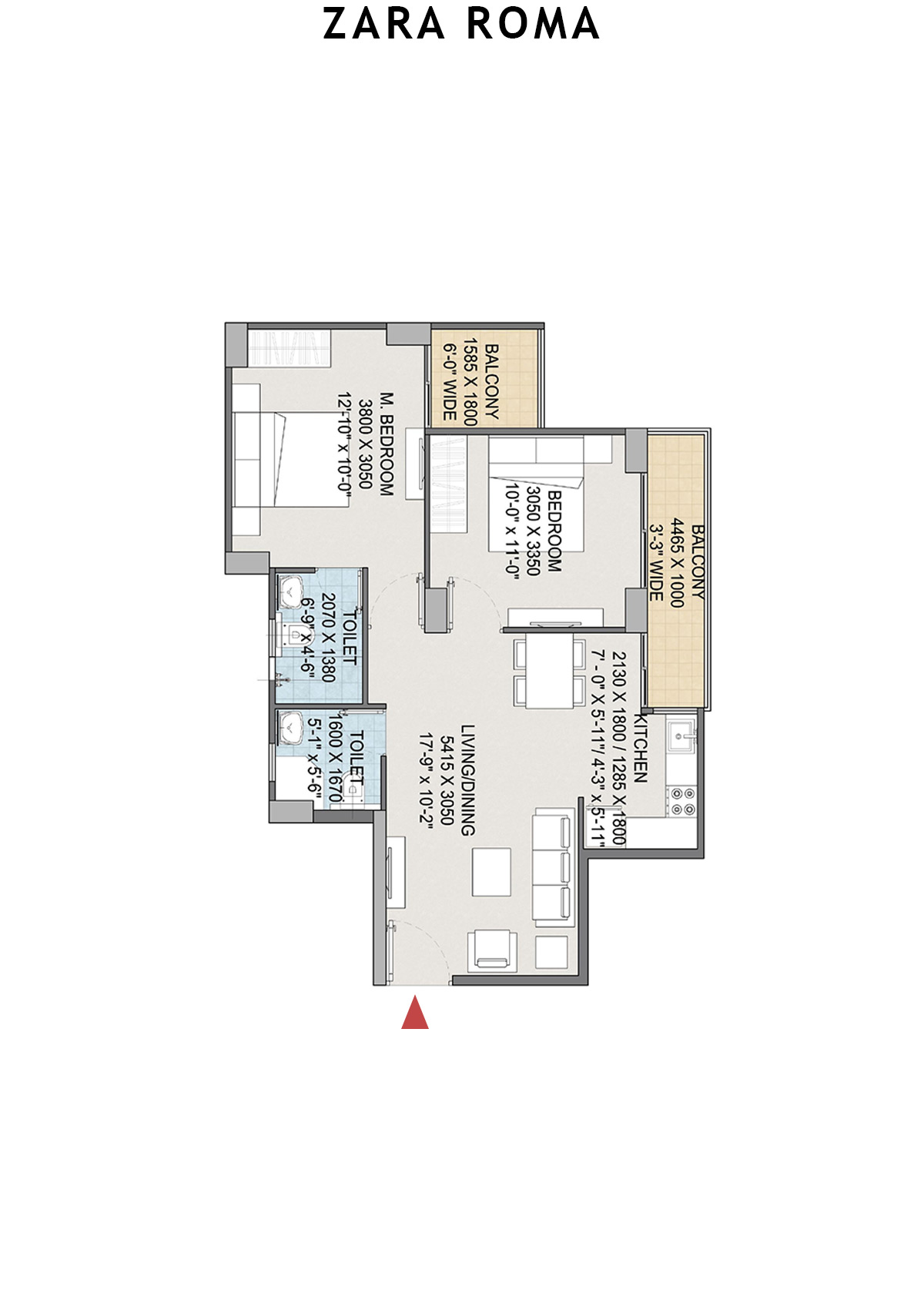 Zara Roma Tower B Unit 3 Floor Plan