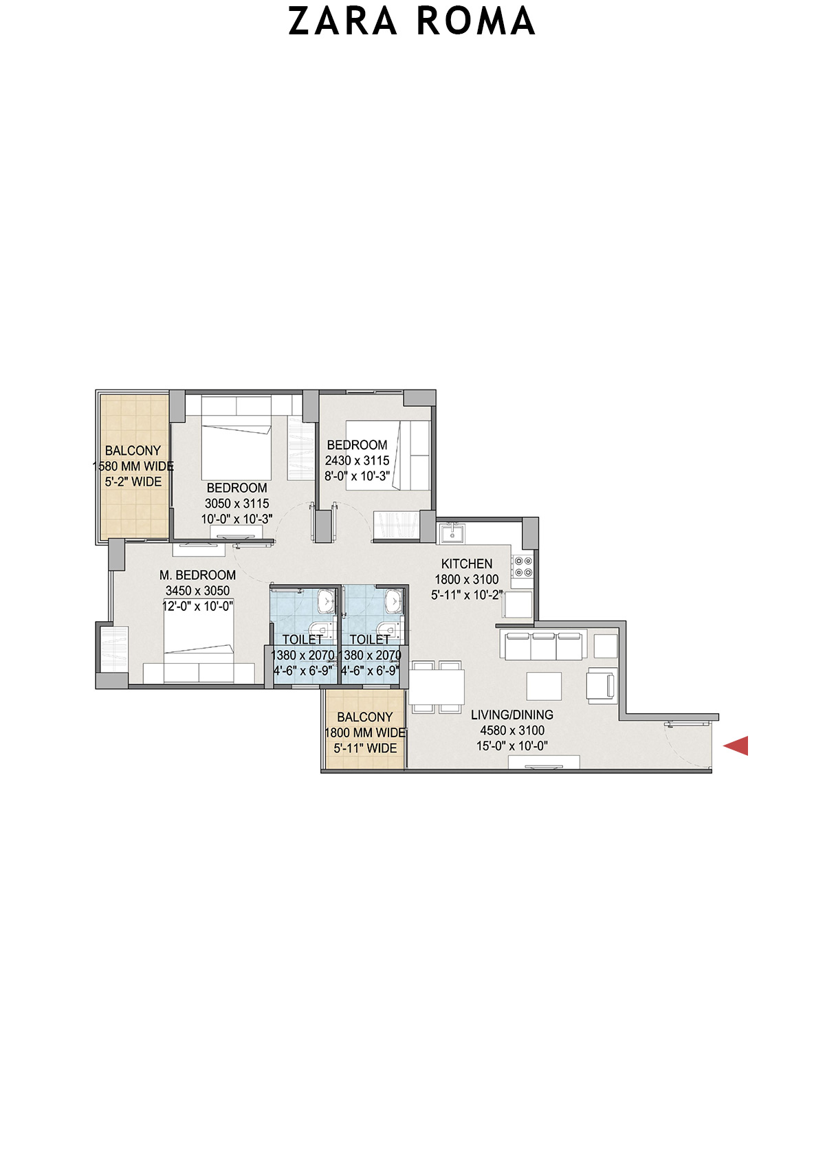 Zara Roma Tower C Unit 1 Floor Plan