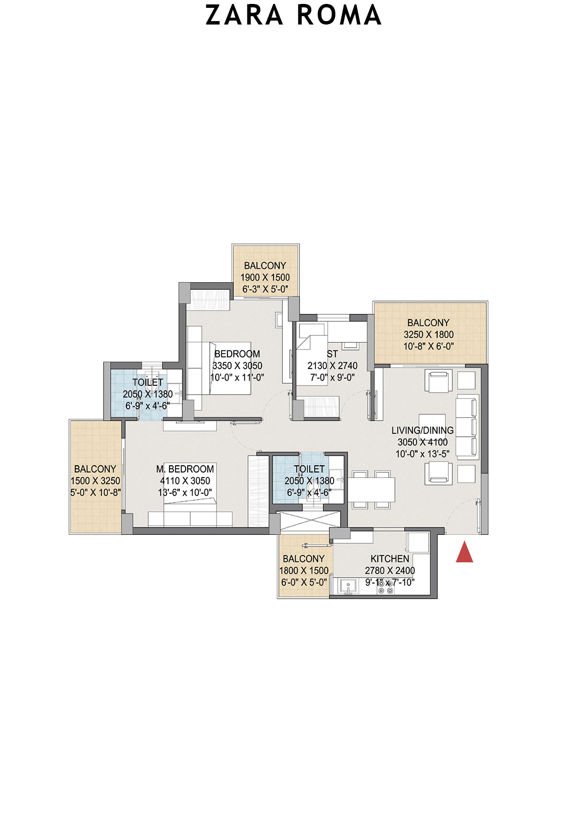 Zara Roma Tower L Unit 1 Floor Plan