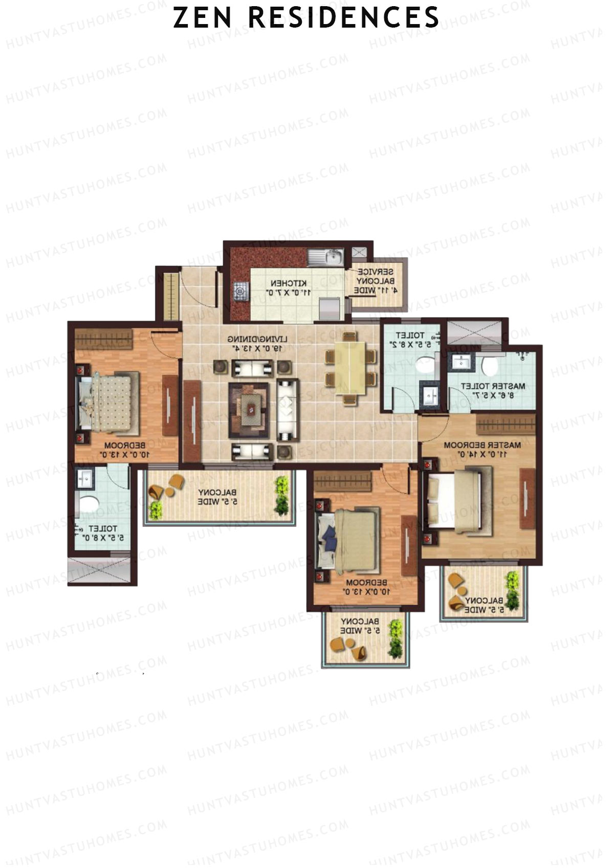 Zen Residences Tower D1 Unit 3 Floor Plan