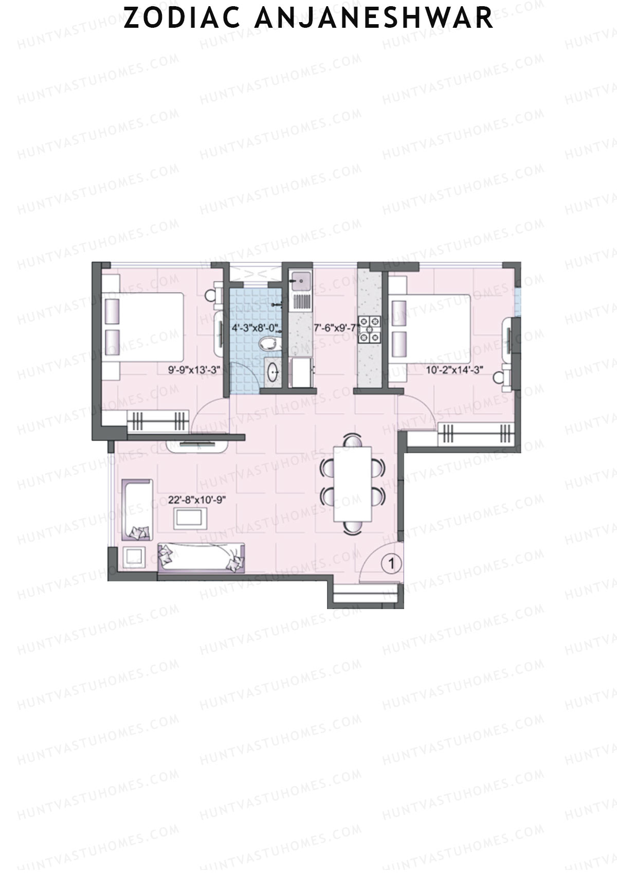 Zodiac Anjaneshwar Wing A Unit 1 Floor Plan