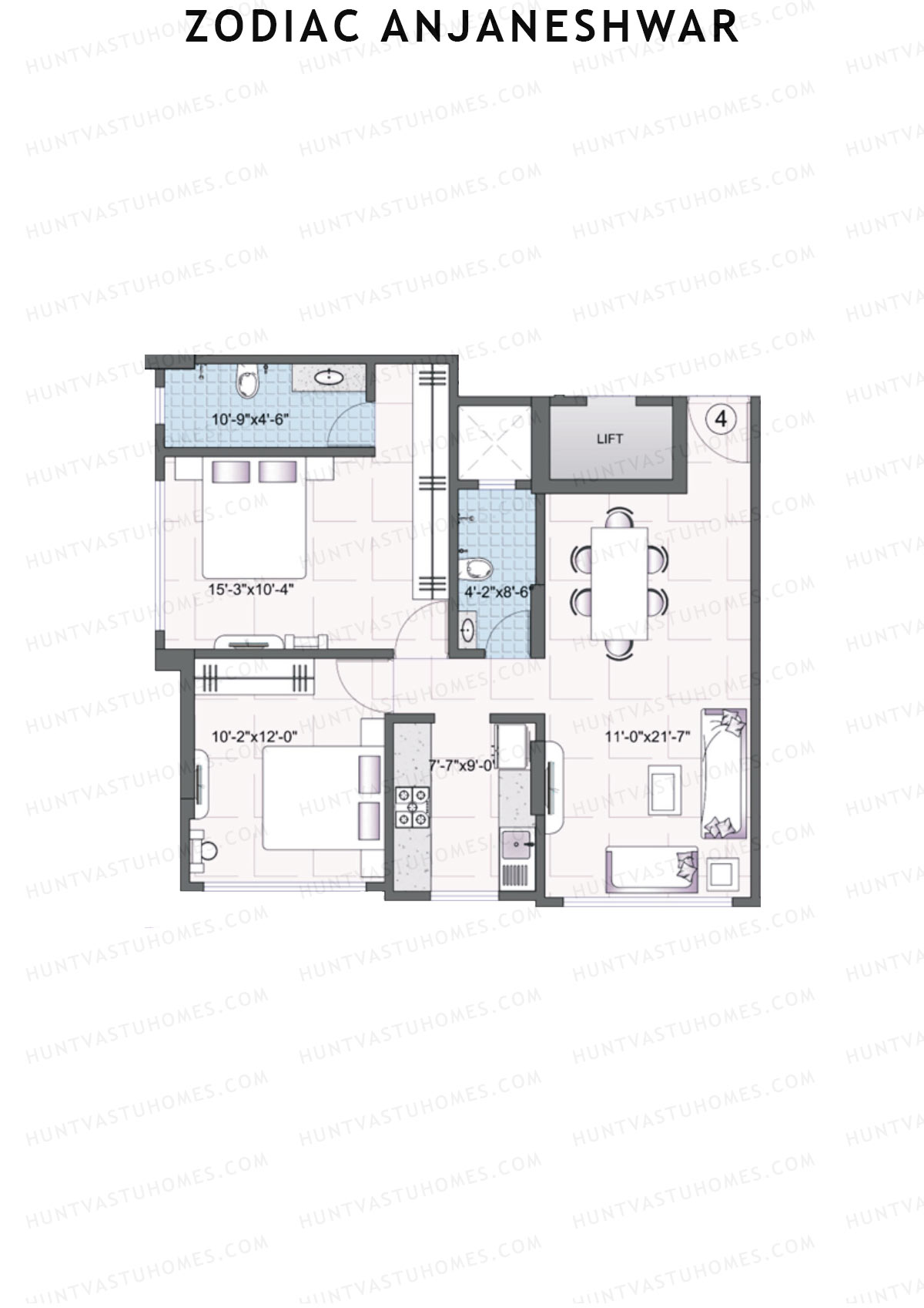 Zodiac Anjaneshwar Wing A Unit 4 Floor Plan
