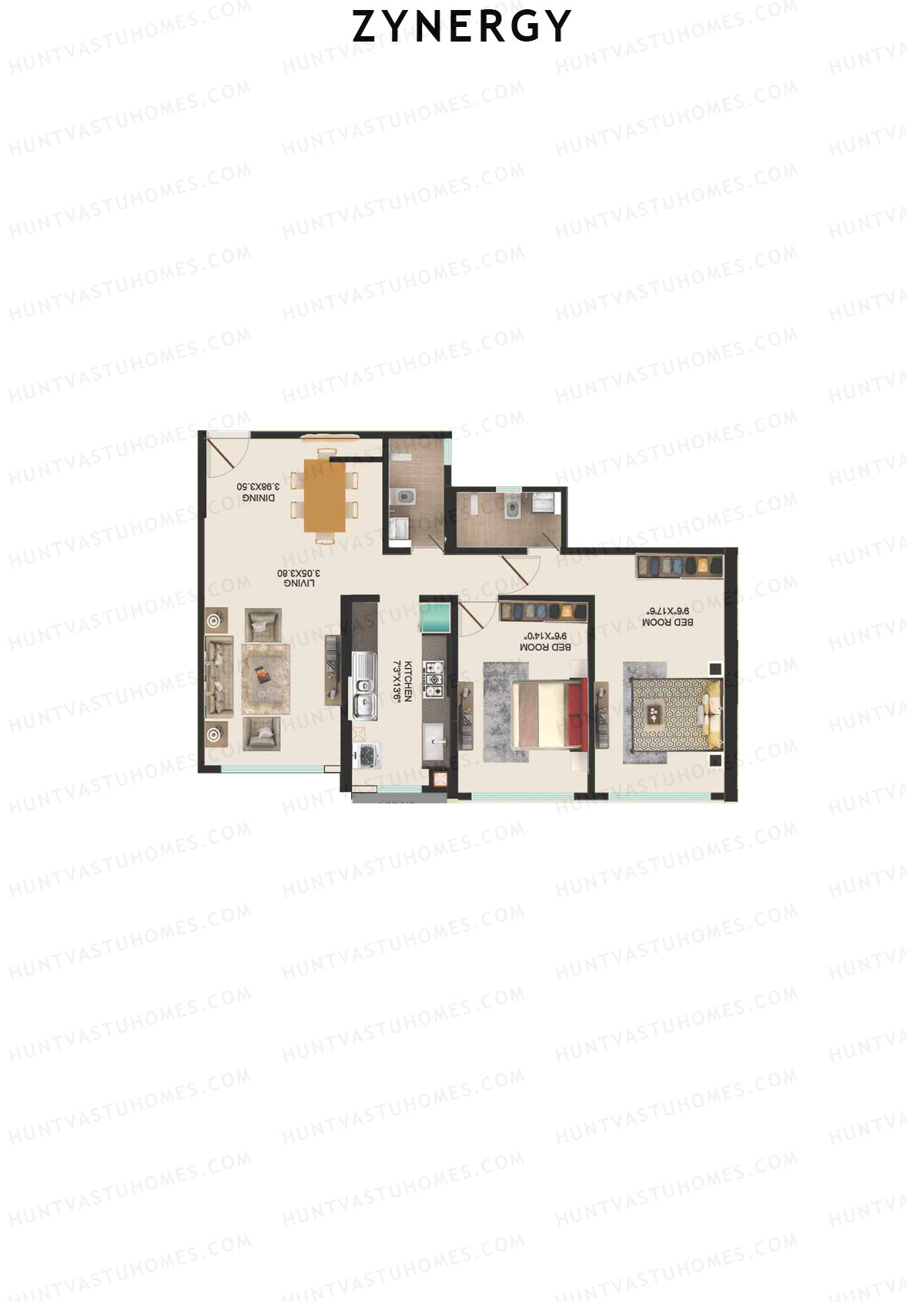 Zynergy Wing G Unit 3  Floor Plan