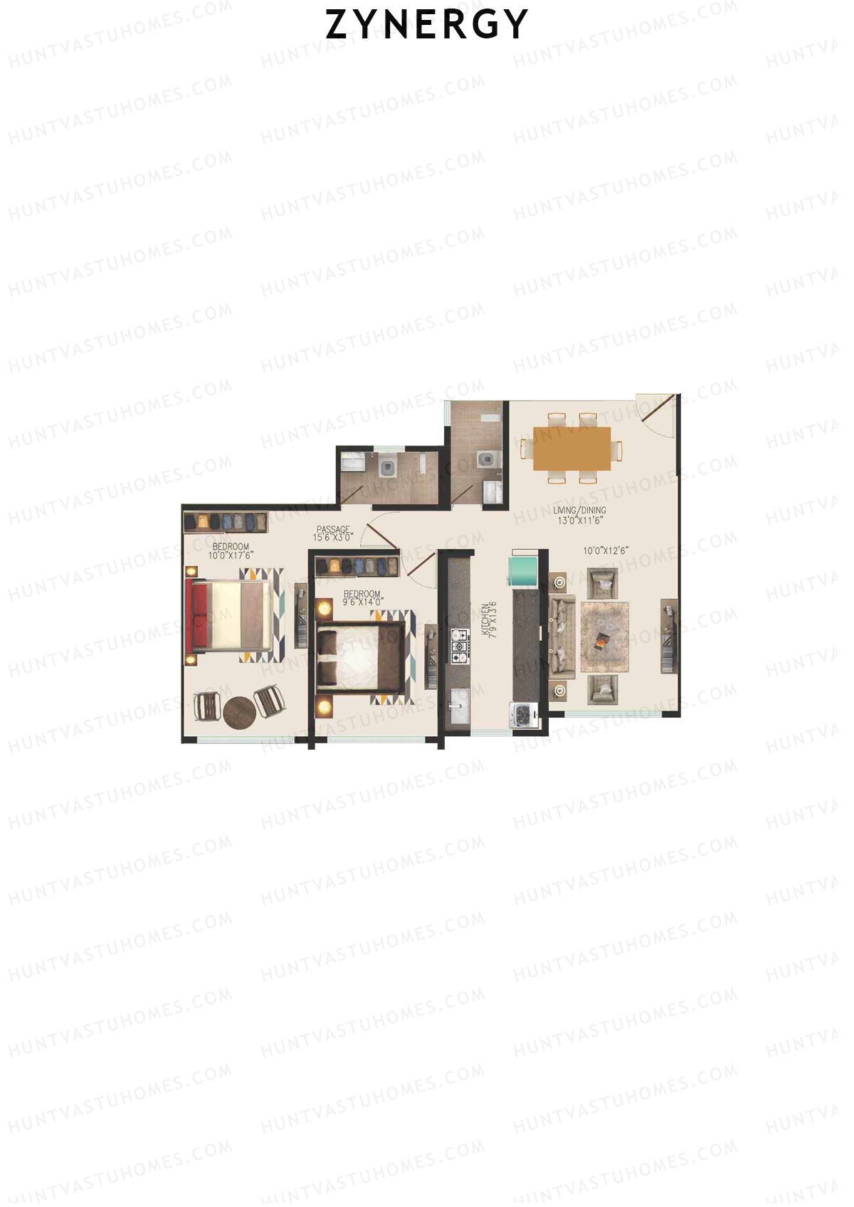 Zynergy Wing G Unit 4  Floor Plan