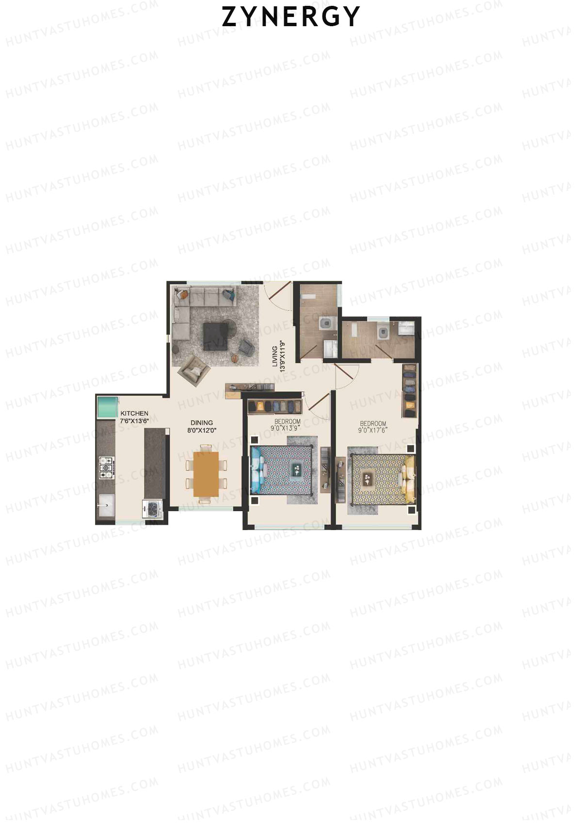Zynergy Wing G Unit 5  Floor Plan