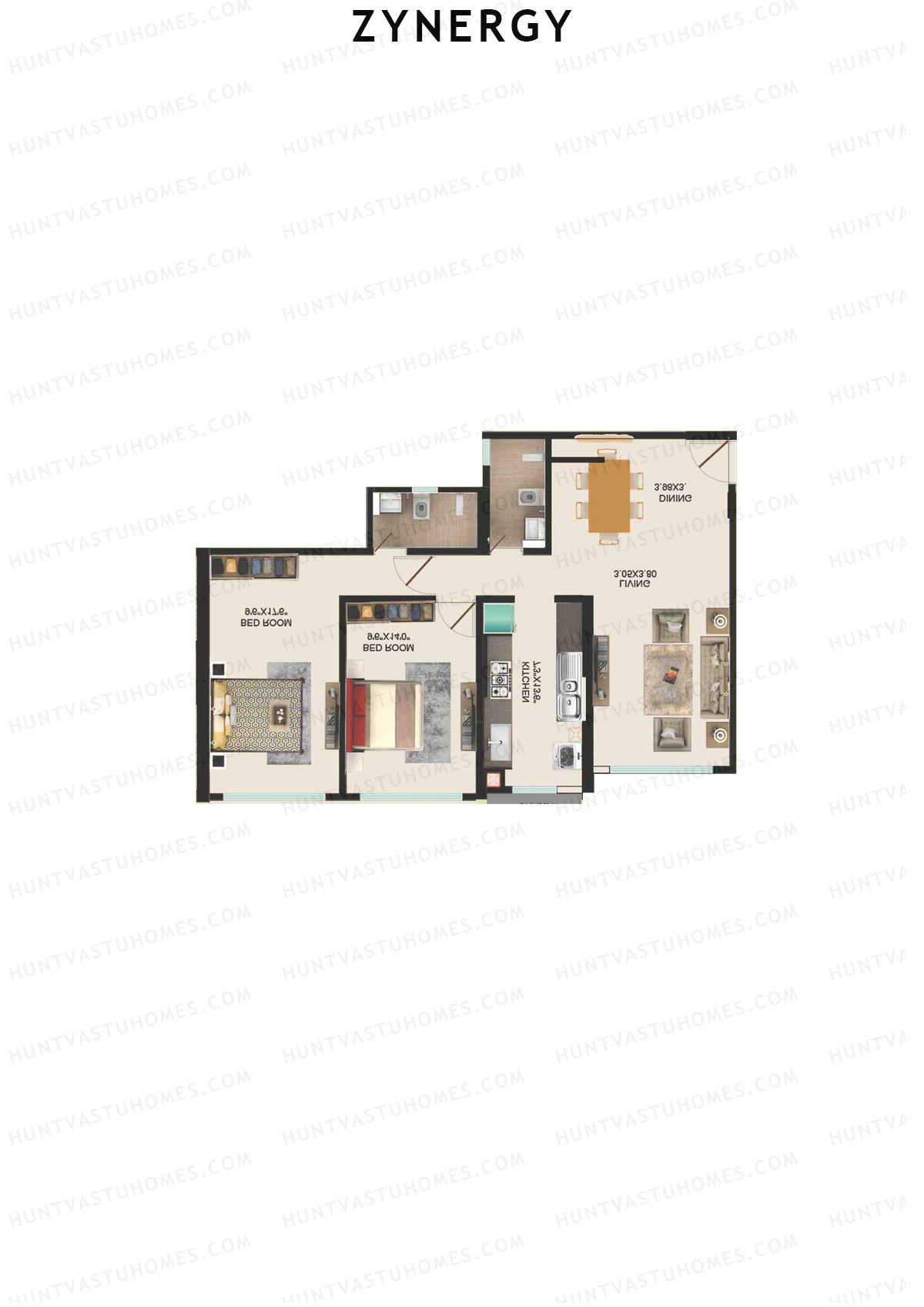 Zynergy Wing H Unit 4  Floor Plan